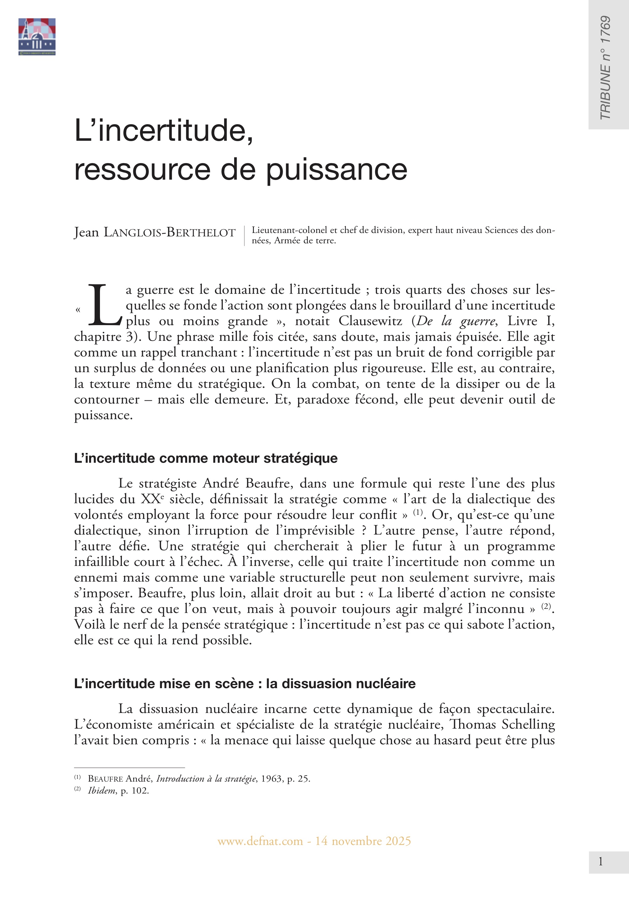 L&rsquo;incertitude, ressource de&nbsp;puissance (T&nbsp;1769)
